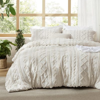 Bedsure Shabby Elegance Embroidery Boho Duvet Cover Set