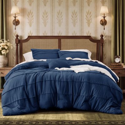 Bedsure Pinch Pleat Boho Bed-in-a-Bag Comforter Set