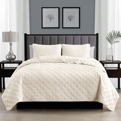 Basics by Wayfair Microfiber Reversible Diamond Quilt Set