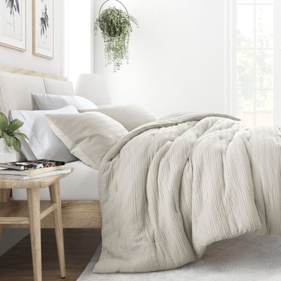 Boysen Waffle Textured 3-Piece Down-Alternative Comforter Set