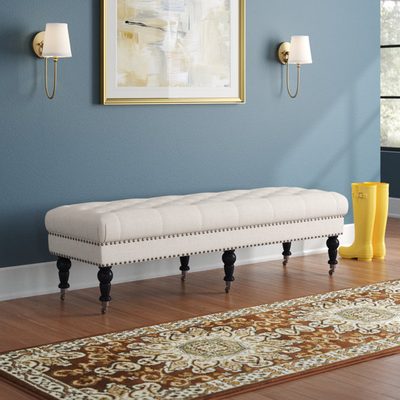 Athylene Linen Upholstered Tufted Bench