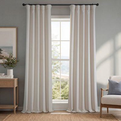 Ottis Faux Linen Room Darkening Curtain Panel