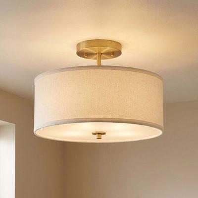 Ralston 13" 2-Light Dimmable Semi-Flush Mount with Fabric Drum Shade