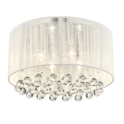 Hanna 4-Light Drum Flush Mount with White Thread and Crystals
