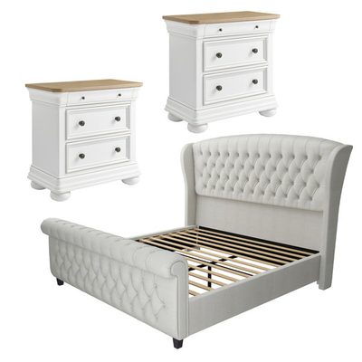 Dulane 3-Piece Classic Vintage and Contemporary Bedroom Set