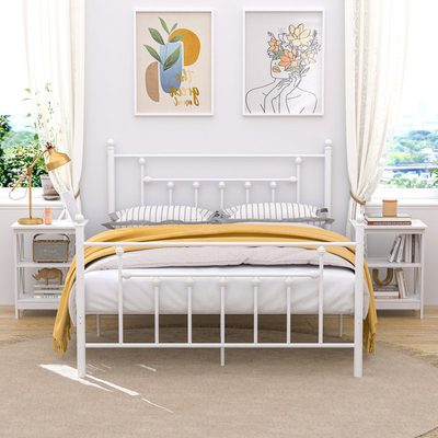 Kempst 3-Piece White Metal Bedroom Set