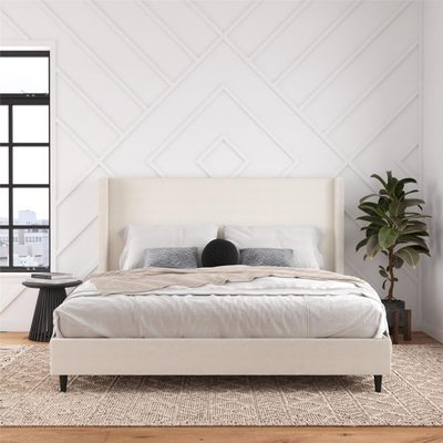 Ana King Upholstered Wingback Bed