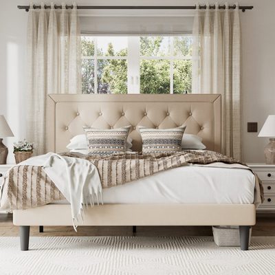 Hegg Tufted Upholstered Platform Bed with Wood Slats