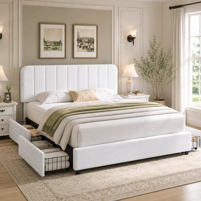 Huntsville 4-Drawer Velvet Upholstered Platform Bed