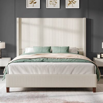 Crofford Upholstered Wingback Platform Bed