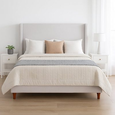 Mozter Upholstered Wingback Platform Bed