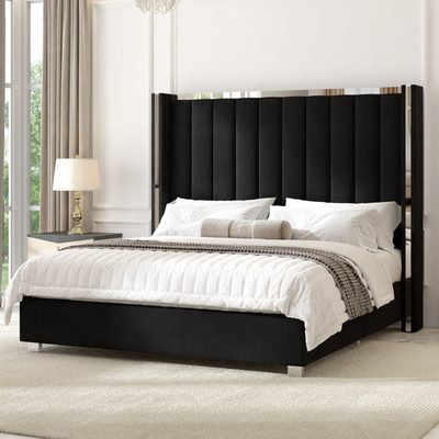 Gerasim Velvet Upholstered Platform Bed with 57" Tall Headboard