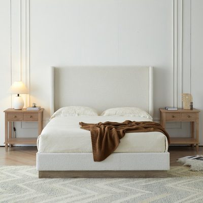 Hosford Upholstered Wingback Bed