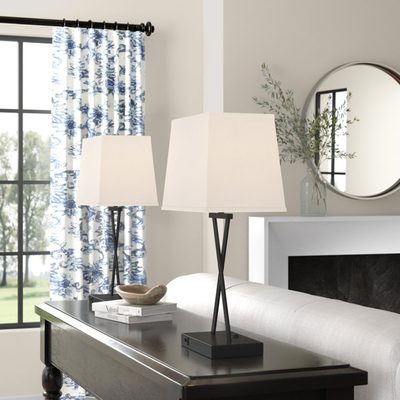 Monterey 26" Black Table Lamp Set with USB