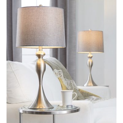 Kateryn 27" Metal Table Lamp Set with Linen Shades