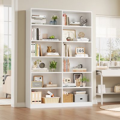 Geng 74" x 47" Double 6-Tier Standard Bookcase