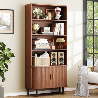 71" Tall Bookshelf with Storage Cabinet