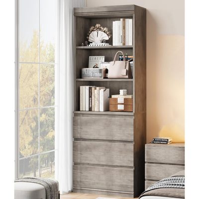 Wooden Tall Bookcase with Drawers