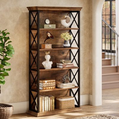 71 Inch Tall 5-Shelf Freestanding Bookcase