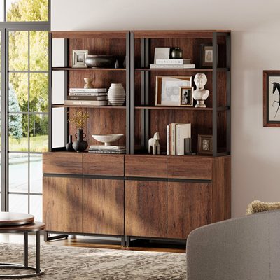 Aadam Modern 72 Inch Tall Bookcase with Metal Base