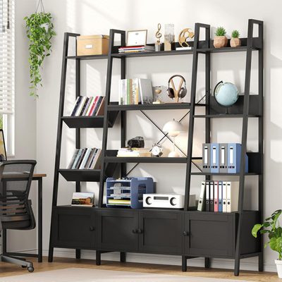 Triple Wide 4-Tier Large Open Bookshelf
