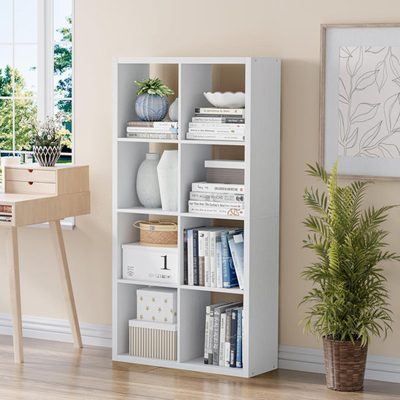 4-Tier Bookcase with 8 Cubes, Open Back