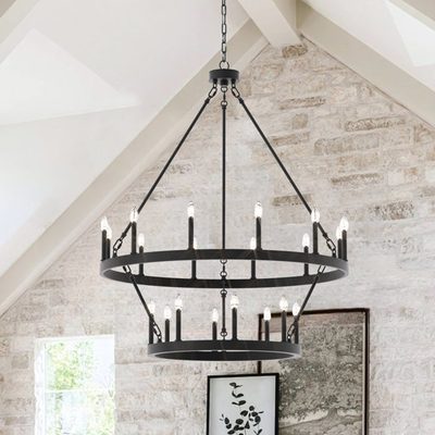 Adriana 20-Light Steel Dimmable Wagon Wheel Chandelier