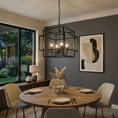 Worton 18" Dimmable Modern Kitchen Island Square Chandelier