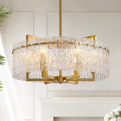 Friedhardt 6-Light Dimmable Drum Chandelier with Textured Glass