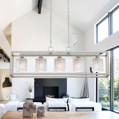 Elutheria 5-Light Dimmable Kitchen Island Chandelier with Glass Shades