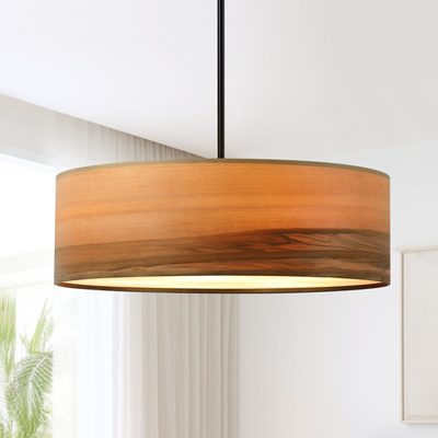 Kaidenn 22" 4-Light Wood Veneer Drum Chandelier