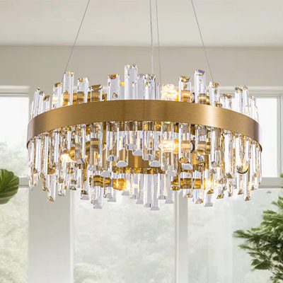 Xzavious 12-Light Dimmable Round Crystal Chandelier