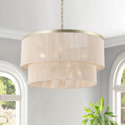 24" 6-Light Dimmable Drum Chandelier