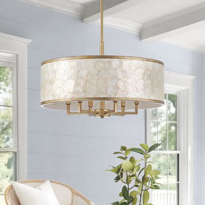 24" 6-Light Capiz Shell Drum Chandelier