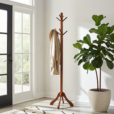 Aiydan Solid Wood Freestanding 8-Hook Coat Rack
