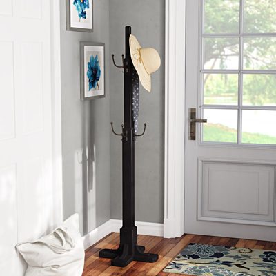 Anaja Solid Wood Freestanding 8-Hook Coat Rack