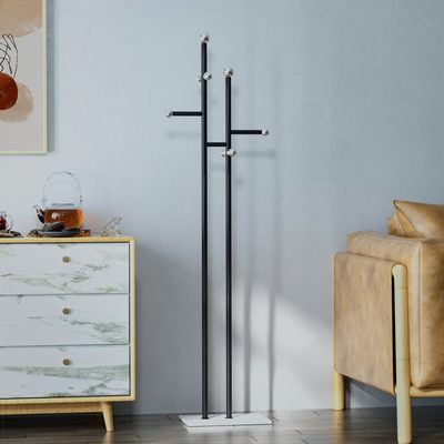 Beladora Steel 8-Hook Coat Rack with Marble Base