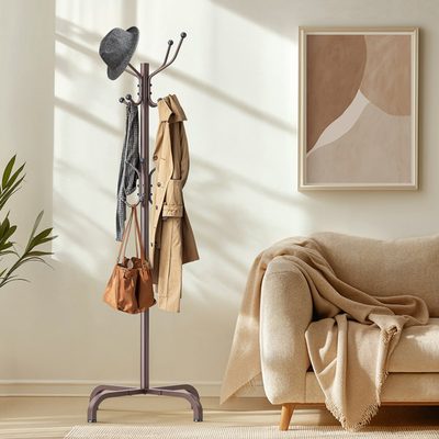 14-Hook Steel Freestanding Coat Rack, 3 Heights