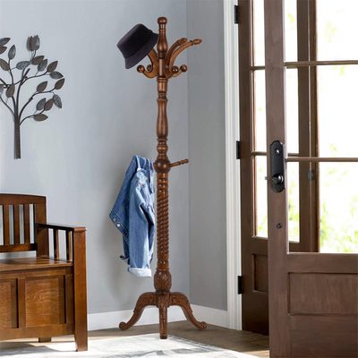 Deionta Solid Wood Freestanding 8-Hook Coat Rack