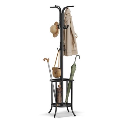 Coat Rack with Umbrella Holder and 12 Hooks