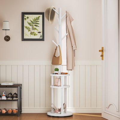 65 Inch Freestanding Coat Rack with Rotating Storage Shelves