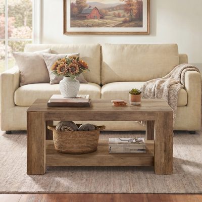 Mid-Century 2-Tier Nesting Coffee Tables with Hidden Storage