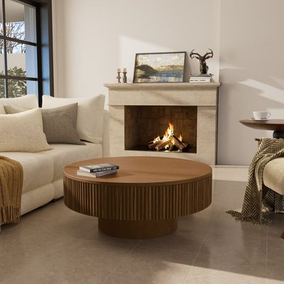 Teajah Fluted Round Handcrafted Coffee Table