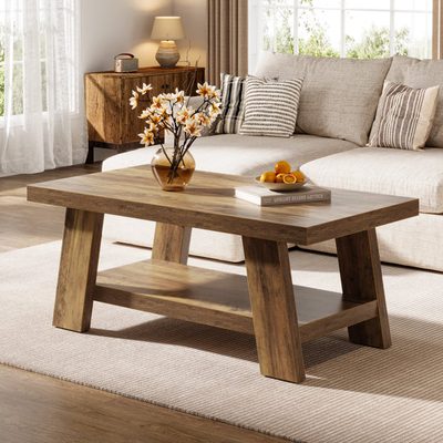 47.2" Farmhouse 2-Tier Coffee Table with Storage