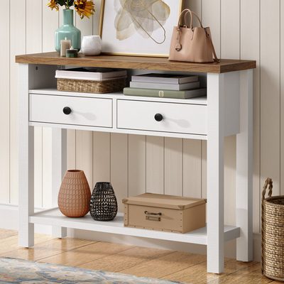 Sayveon 31.5 Inch Farmhouse Console Table with Drawers