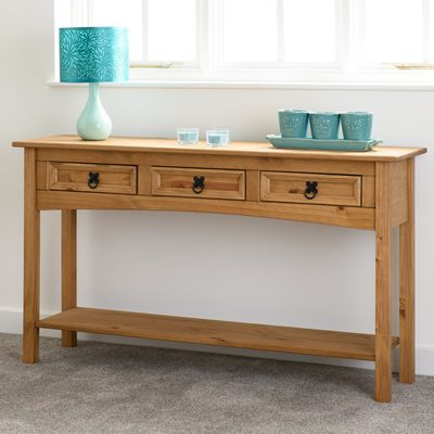 Millwood Pines Solid Pinewood Rustic Console Table
