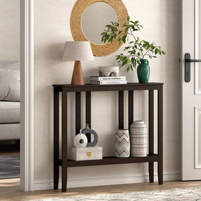 36 Inch Bamboo Narrow Console Table