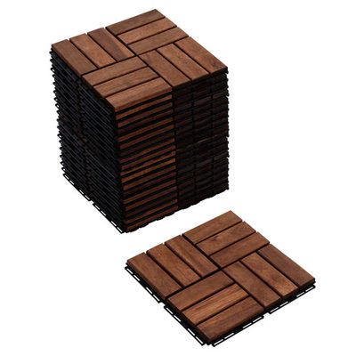 BEEFURNI 12.1" Wood Interlocking Deck Tiles, 30 Pieces