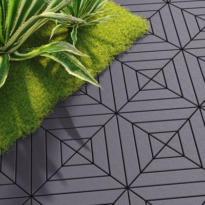 12" Interlocking Plastic Deck Tiles, Box of 44 (Stone Style)