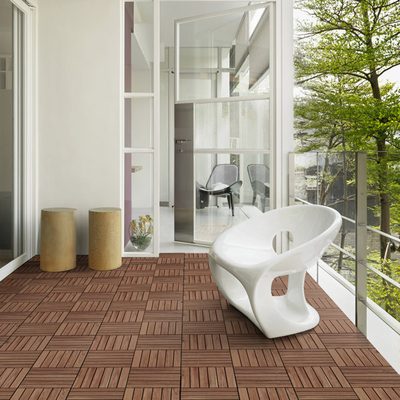 Yaheetech 12" x 12" Solid Wood Interlocking Deck Tiles